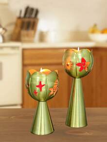 Metal Cone Shaped Scented Candle Holder - Suitable For New Year, Bedroom, Dining Table Center, Hotel Home, Room, Living Room Decor, Wedding, Anniversary, Gift, Holiday Home Decoration - Multicolor - View 4