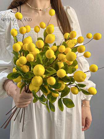 1/3 st konstgjorda citrongrenar, gjorda av PE-material, konstgjorda växter, konstgjorda blommor, bordsdekor, mittpunkt, konstgjord grönska, rumsdekor, skrivbordsdekor, trädgårdsdekor, festtillbehör, skolklassrum, kontorsdekoration, festevenemang, högtid, födelsedagsdekoration, heminredning, hotellrestaurang, vardagsrum, sovrum, bröllopsfest, kök, trädgårdsdekor, alla hjärtans dag-dekor, vår-/sommardekor