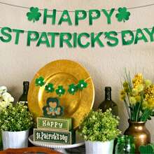 1套/2套三叶草字母横幅悬挂螺旋装饰，三叶草悬挂螺旋装饰，爱尔兰装饰，家居派对礼品用品 - 彩色 - 查看 3