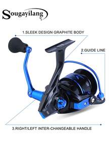 SOUGAYILANG 1 PC 2000-4000 Series Metal Spinning Reel | Alloy Gears & Streamlined Spindle - Smooth Rotation & Casting, Simple And Easy To Use For Freshwater/Saltwater Fishing (Bass, Pike, Catfish) - Blue - View 5