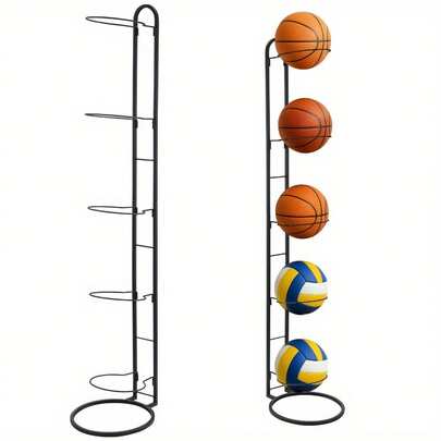 5 Tier Layer Ball Stand Holder For Footballs, Basketballs, Volleyballs, Detachable Ball Storage Rack Metal Ball Organizer Football Holder Stand Basketball Rack Display Stand For Home Gym