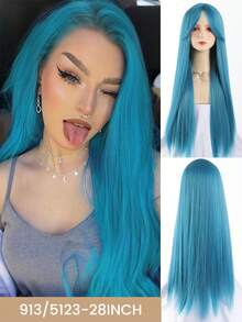 合成蕾丝前假发,高光棕色/金色/黑色假发,女士长直蕾丝假发,29英寸,合成耐热波浪假发,女士26英寸中分卷发,自然逼真,耐热纤维,适合日常、派对、圣诞节、万圣节等场合。 - 彩色 - 查看 24