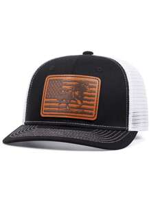1pc Men's Fashion Richardson Label Wild Horse Pattern Flat Edge Hat, Embroidered Flat Edge Hip Hop Hat, Fashionable Outdoor Adjustable Neutral Couple Baseball Cap (Polyester) With Embroidered Decoration, Hip Hop Endless Hat With Letter, Animal & Geometric Pattern, Casual Street Party Style, Polyester Printed Patchwork Baseball Cap, Suitable For All Seasons - Car Stickers - View 3