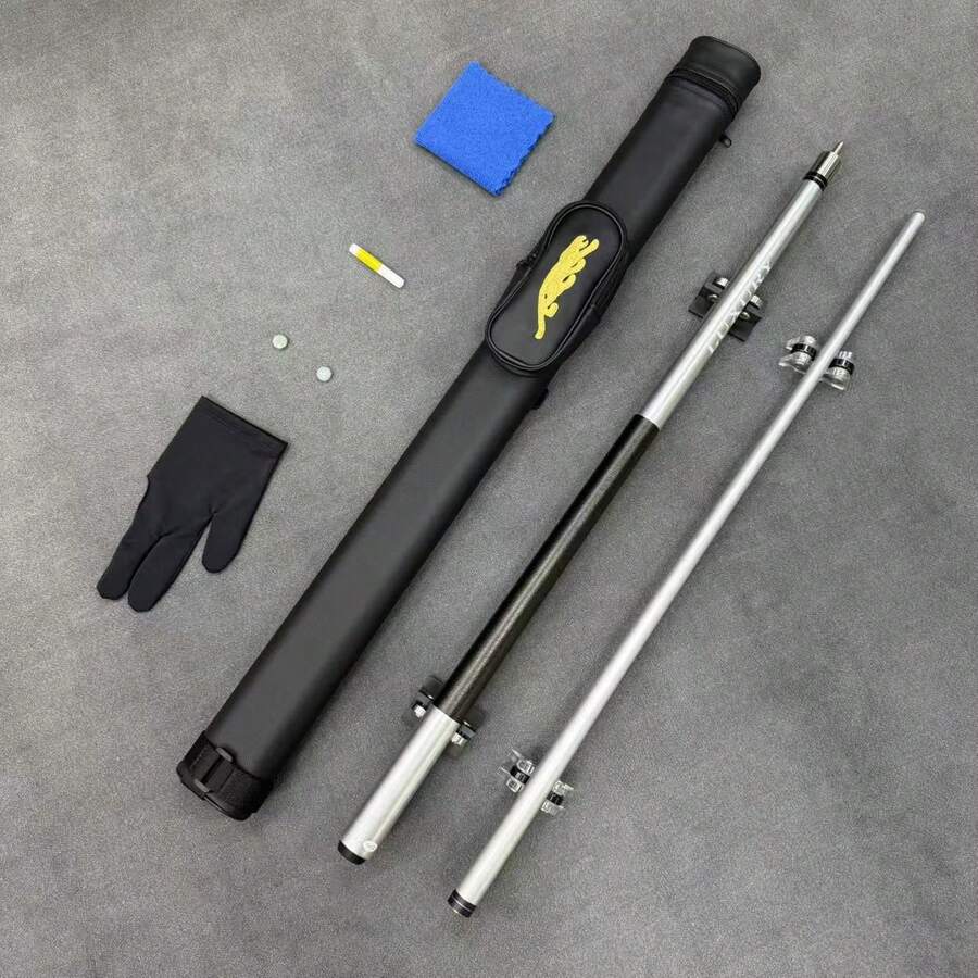 Black Tech 2 Pieces Billiard Cue Stick, 58 Inch Professional Pool Cue With 12.5mm Tip, Non-Slip Ergonomic Grip, Stable Power Transfer For 8-Ball 9-Ball Games - Silver - View 1