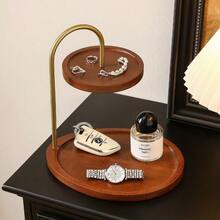 双层木质桌面收纳架，珠宝展示架，玄关置物架，桌面钥匙架，小型整理架 - 胡桃色 - 查看 7