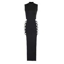 [US 12-14]Sexy Cross-Over Cutout Slit Dress For Nightclubs And Clubbing, Elegant And Slimming Long Vest Dress [Succubus Black] Double-Slit Long Dress - màu đen - Xem 6
