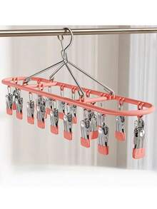 1个不锈钢袜子夹，带10-20个夹子，阳台晾衣架，多夹不锈钢防风防滑内衣晾衣架衣夹