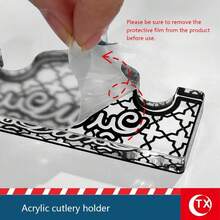 1pc Islamic Geometric Pattern Acrylic Cutlery Holder, Arabic Style With Blessing Text, Dining Table Decor, Stable Base, Suitable For Home, Restaurant, Cafe, Holiday Gatherings, Ramadan Table Setting - Multicolor - View 3