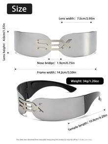 1 pieza Gafas de moda con decoración de cristales para mujer, de una sola pieza y envolventes, para ciclismo y actividades al aire libre - Multicolor - Ver 5