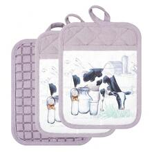 Pot Holders Set Of 3 Silicone Printing Non Slip Heat Resistant, Yarm-Dyed Hot Pads Cotton Home Kitchen CooFKing Barbecue Microwave Women Men Machine Washable BBQ Grilling. (Purple Potholders),Purple5 - Purple5 - 查看 9