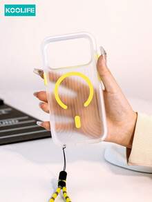 KOOLIFE 2pcs/Set Phone Case & Lanyard Set [1pc Wavy Pattern Phone Case, 1pc Striped Lanyard], PC+TPU Skin-Friendly Matte Material, Raised Camera Protection, Independent Buttons, Dust-Proof & Shock-Resistant Charging Port, Compatible With IPhone 17/17 Pro/17 Pro Max - Fluorescent Green - View 3