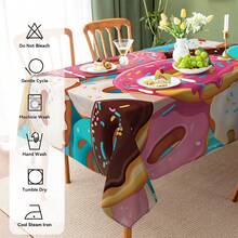 1pc/10pcs Colorful Donut Tablecloth Decorative Cloth, Suitable For Dinner And Picnic, Waterproof And Easy To Clean Tablecloth For Dining Table Party, Rectangular Home Decor For Dining Table, Bar, Coffee Table, Outdoor Picnic, Restaurant Patio, Party Decor, Gift For Holidays, Indoor And Outdoor Use, Available In Multiple Sizes - Multicolor - View 16