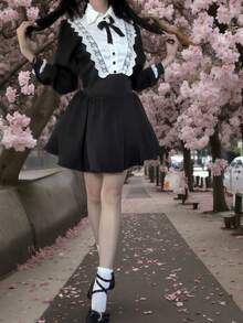 1件法式复古宫廷风甜辣优雅高端迷你连衣裙，适合生日派对、节日派对、舞台表演、拍摄万圣节 - 彩色 - 查看 23