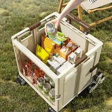 Foldable Utility Cart With Telescoping Handle & Climbing Wheels - Multi-Purpose Rolling Storage Solution For Shopping, Travel, Office, Teachers, And Home Use - Collapsible Handcart For Groceries, Luggage, Files - Rượu sâm banh - Xem 1