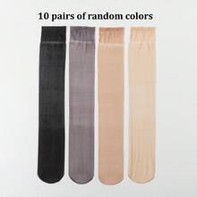 1/3/5/10 Pairs Of Women's Stockings, Ultra-Thin Long Tube Stockings, Anti Hook Silk Calf Socks, Sexy, Ultra-Thin, Super Transparent, Versatile JK, Knee High Socks, Suitable For Home Commuting, Parties, Gifts.Straight Socks - Multicolor - View 14