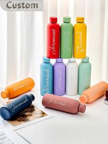 1pc Customized Double-Layer Stainless Steel Coffee Cup/Soda Bottle, Sports Insulated Water Bottle, 500ml/17oz Personalized Name Cup, Suitable As Back To School, Holiday And Birthday Gift For Boys And Girls - Multicolor - View 4