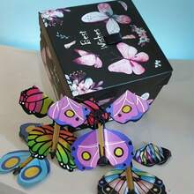 4pcs Surprise Butterfly Pop-Up Gift Box - Spring-Driven Flying Mechanism, Sturdy Cardboard Material, Self-Assembly Required. Suitable For Birthday, Graduation, Valentine's Day, Wedding, Proposal And Christmas Occasions. Battery-Free Pop-Up Flying Gift Box. Floral Pattern Design. A Magical Surprise Packaging For Adults, Ideal For Wedding, Event And Holiday Gifts. - Multicolor - View 10