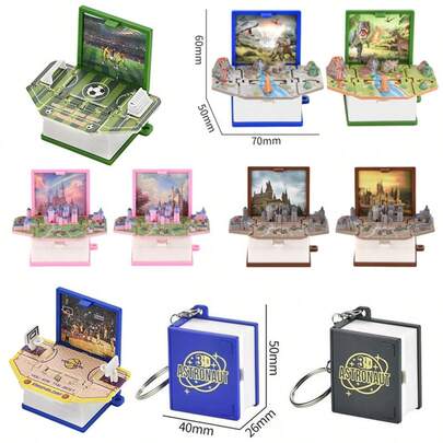 2026 New - 1pc 3D Dinosaur Pop-Up Keychain | Mini Exploding Book Style Model, Surprise Fidget Toy | Retractable Dinosaur Charm, Creative Pocket-Sized Gift - Perfect For Birthday, Easter, Valentine's Day, Boys And Girls