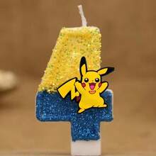 宝可梦主题蜡烛蛋糕数字套装，动漫人物皮卡丘派对生日蜡烛宝可梦蛋糕装饰配件，儿童礼物