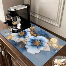 1pc Luxury Art Pattern Printed Absorbent Dish Drying Mat, Countertop Mat For Espresso Machine, Sink Drain Mat, Faucet Pad, Bathroom Cup Mat, Kitchen & Bathroom Accessories - Multicolor - View 3
