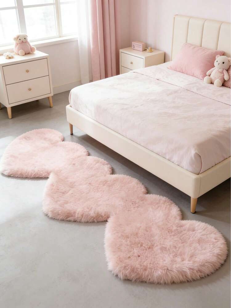 1 Peça Tapete Decorativo Coração Triplo Rosa, Decoração de Quarto Aveludada para o Dia dos Namorados, Tapete Pequeno, Tapete, Decoração de Casa de Amor, Tapete de Sala de Estar, Tapete de Quarto, Decoração de Casa de Sala de Estar, Tapete para Exteriores, Tapete Lavável - Rosa chiclete - Visão 7