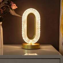 Modern Luxury Oval USB Rechargeable Crystal Table Lamp Living Room Bedroom Bedside Creative Decoration Atmosphere Night Light - trắng - Xem 2