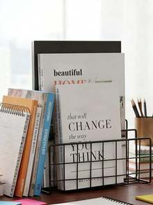 黑色金属丝信件托盘，桌面邮件整理架，收纳篮，装饰性办公文件/资料/信息架，返校必备，学习用品收纳架，展示架，整理架