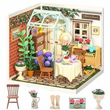 Robotime Rolife Super Creators DIY Plastic Mini House Building Kit - 3D Puzzle With LED Lights, Compatible With Mini Figures, Multiple Themes To Choose From, Suitable For Teenagers And Adults, Interior Decoration, Ideal Christmas Or Birthday Gift(Blooming Tea Garden) - 13-Blooming Tea Garden - 查看 2