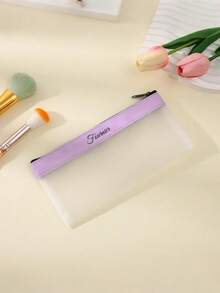 1pc Personalized Dual-Layer Pencil Case, Customized Large Capacity Pencil Box, Personalized Pencil Bag, Cute Pencil Pouch, Teacher's Day Gift, Teacher Gift, Simple Stationery Pencil Box, School Supplies, Back To School - Transparent Frosted Pencil Case - View 17