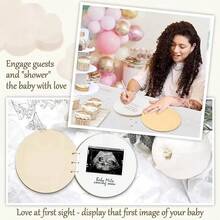 1pc Wooden Cover Christening Message Book, Baby Bathing Message Book, Baby Christening Gift (Random Rope Style), Can Customize Baby Photos And Text, Bridal Shower, Oh Baby Sign, Baby Boy/Girl Baby Shower - Multicolor - View 3