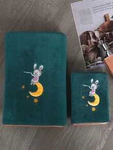 3/1pc Coral Fleece Embroidered Towel Or Bath Towel, Holiday Decor, Absorbent & Soft For Bathroom, Hotel, Gym, Travel, Gifts, Salon, Sports, Outdoor, Beach, School, Back To School, Travel Accessories, Home Essentials, Towels, Skin Care