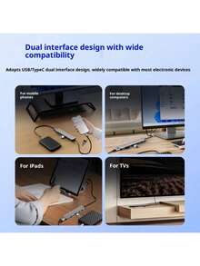 8-In-1 Docking Station Hub, USB 3.0 Multi-Port Hub Splitter, Suitable For Mobile Phones/Computers/Speakers/Tablets/TVs - 銀色 - 查看 6