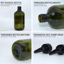 Refillable Shampoo And Conditioner Bottles, 17oz Shampoo And Conditioner Dispenser Soap Dispenser Shampoo Dispenser Lotion Dispenser With 8 Waterproof Labels For Bathroom Hotel - Green, 3pcs - 綠色 - 查看 4