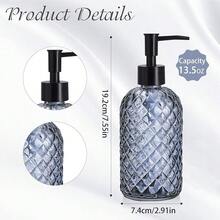 Topsky Gem Glass Soap Dispenser With Black Plastic Pump, 13oz Liquid Hand Soap Dispenser, Rustproof Pump For Kitchen & Bathroom, Great For Lotions, Essential Oil, Liquid Soaps-Grayish Blue - 寶石灰藍色 - 查看 3