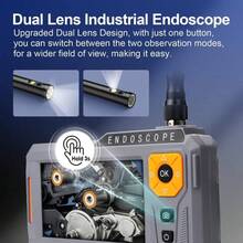 Triple Lens 5" IPS Borescope Inspection Camera, Ginocaco 1080P Digital Video Endoscope With Light, Waterproof Scope Camera With 16.5FT Semi-Rigid Cable, Drain Pipe Tool, Carrying Case, 32G Card - 16.4FT Dual Lens Light - View 8