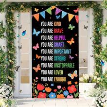 1 pieza Bandera de entrada inspiradora - Decoración colgante con cita motivacional de poliéster, adecuada para el aula, la escuela y la decoración de la habitación, sin necesidad de electricidad, decoración de pared motivadora