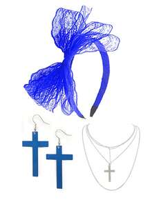 3件套 Forever & Moment 80年代复古女式蕾丝发箍、十字架耳环、项链 - 适合街头表演、化装舞会、角色扮演、复古派对、舞会、趣味礼物、情人节服装 - 彩色 - 查看 16