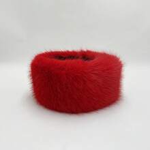 1pc Fashion Faux Fox Fur Headband For Women, Elastic Wide Brim Headband, Neck Warmer, Vintage Warm Ear Protection, Winter Visor Hat Hair Accerssories Headbands For Women Moños Para El Cabello Valentine's Day - 紅色 - 查看 10