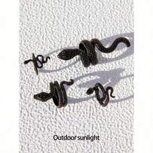 Imoli 4pcs Punk Style Snake Carved Alloy Ring Set | Adjustable | Party/Travel Gift - màu đen - Xem 9