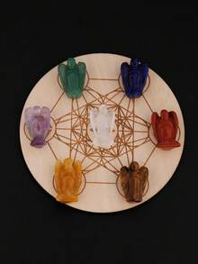 Healing Angel Carving Statue- Handcrafted Crystal Stones Unique Spiritual Gift For Peace, Protection Positive Energy Figurines - Multicolor - View 4