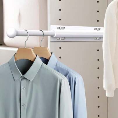 Supforce 16.5" Valet Rod For Closet Pull Out, Retractable Slide Out Valet Rod Closet Organization, Aluminum Valet Clothing Hanger Rods Perfect For Suits, Dresses &Amp; Freshly Pressed Clothes, White