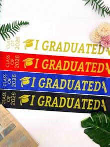 1pc Class Of 2025 Graduation Sash, "I GRADUATED" School Celebration Party Accessory Decorative Prop For Photography - Multicolor - View 2