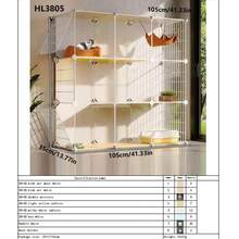 Large Indoor Cat Cage With Multiple Levels, Luxury Cat Mansion With Litter Box And Cat Bed - Multicolor - View 9