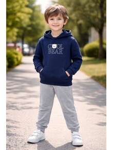 Kit 3 Sets For Boys And Children: Sweatshirt, Hoodie, Kangaroo Pocket, Sweatpants - 彩色 - 查看 2