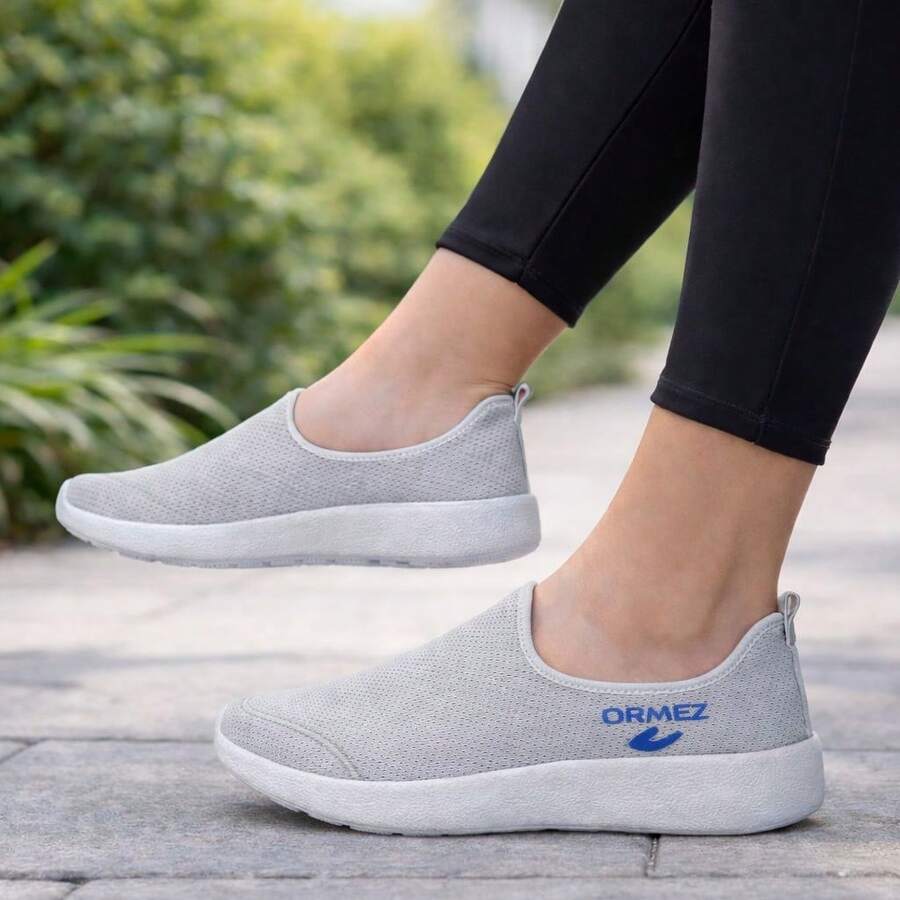 Women Walking Shoes - Light Grey - View 1