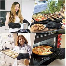 4PCS Oven Mitts And Pot Holders Sets 500F Pot Holders For Kitchen Heat Resistant Oven Gloves Anti-Slip Silicone Stripe Oven Mitts Heat Resistant Hot Pads Oven Mits Potholders For Kitchens (Black),4pcsBlack - 4件黑色 - 查看 10