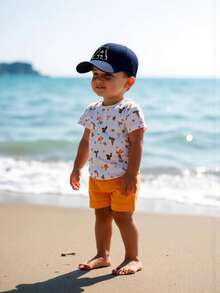 1pc Child 26-Letter Baseball Cap, Toddler Boys/Girls Sun Hat For Outdoor, Daily Wear UV Ion - Navy Blue - View 3