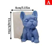 Grand moule en silicone 3D pour bougie en forme de bouledogue, moule à fondre la cire, le savon, le plâtre, la bougie, l'artisanat DIY, décoration d'intérieur - Blanc - Voir 6