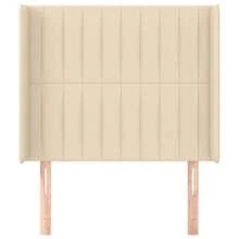 vidaXL Kopfteil mit Flügeln, Creme, 93 x 16 x 118/128 cm, Stoff - Beige - Übersicht 1