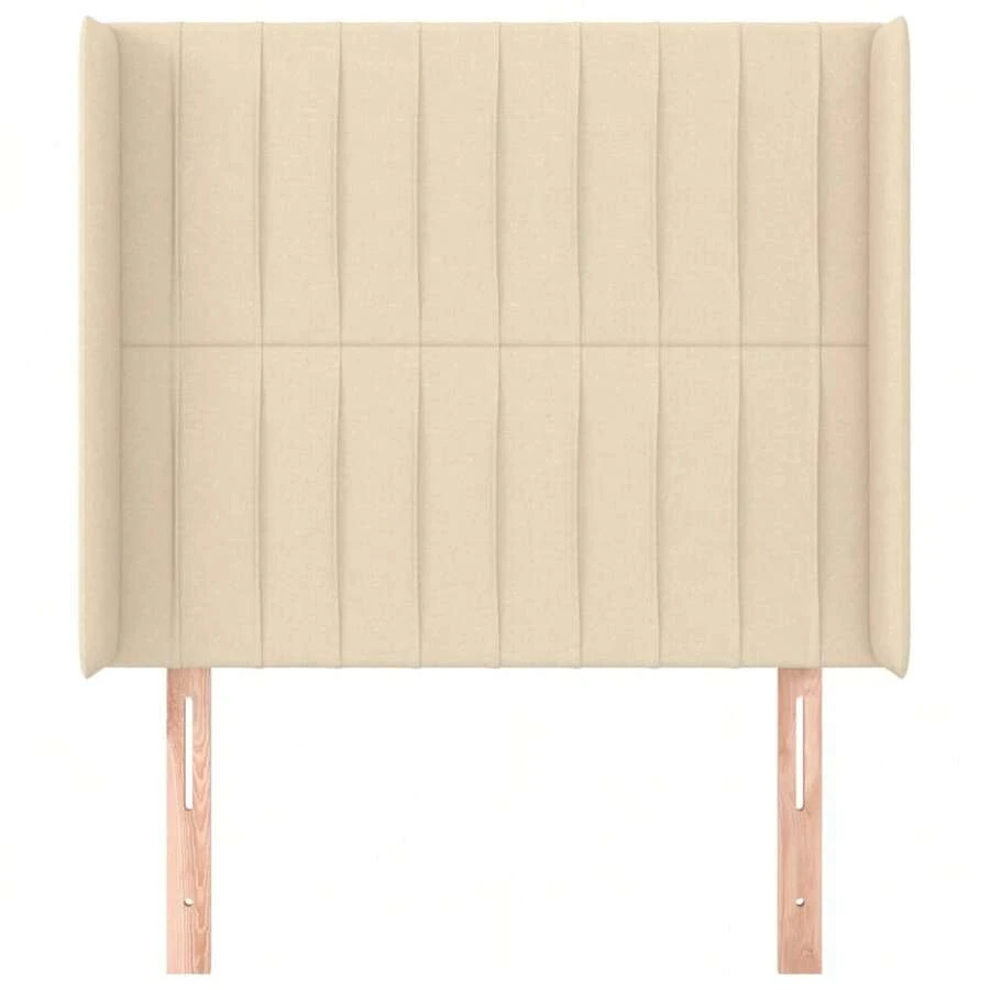 vidaXL Kopfteil mit Flügeln, Creme, 93 x 16 x 118/128 cm, Stoff - Beige - Übersicht 1